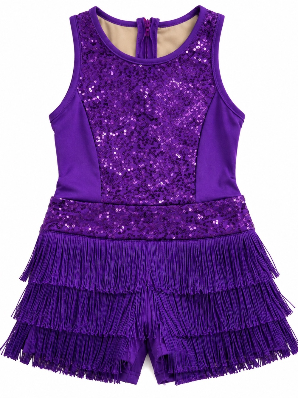 Weissman Purple Sequin Fringe Dance Costume Child Medium MC